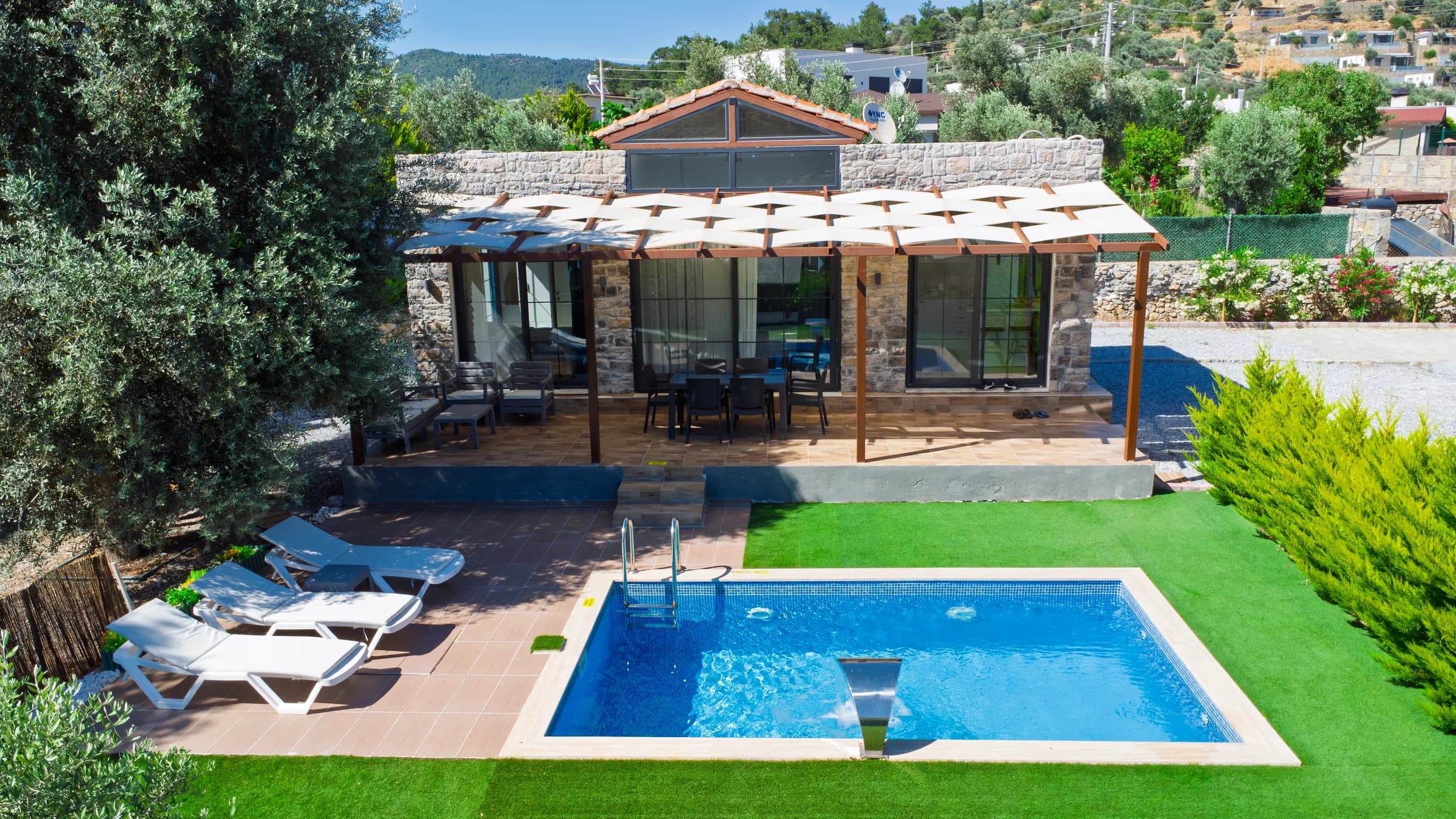Bodrum Çiftlik Villa Olive modern özel havuzlu villa görünümü galeri gorseli 2