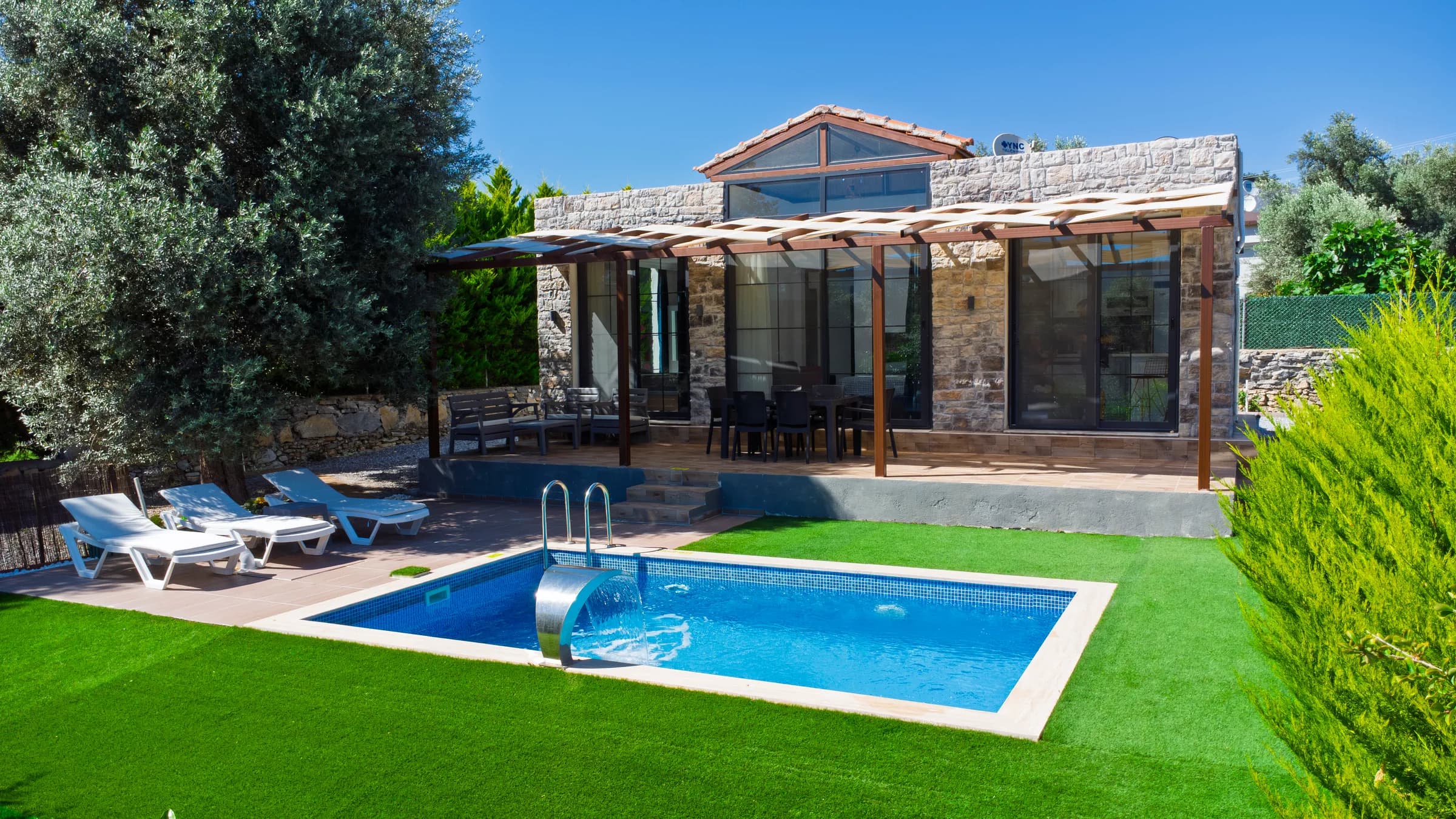 Bodrum Çiftlik Villa Olive modern özel havuzlu villa görünümü galeri gorseli 5