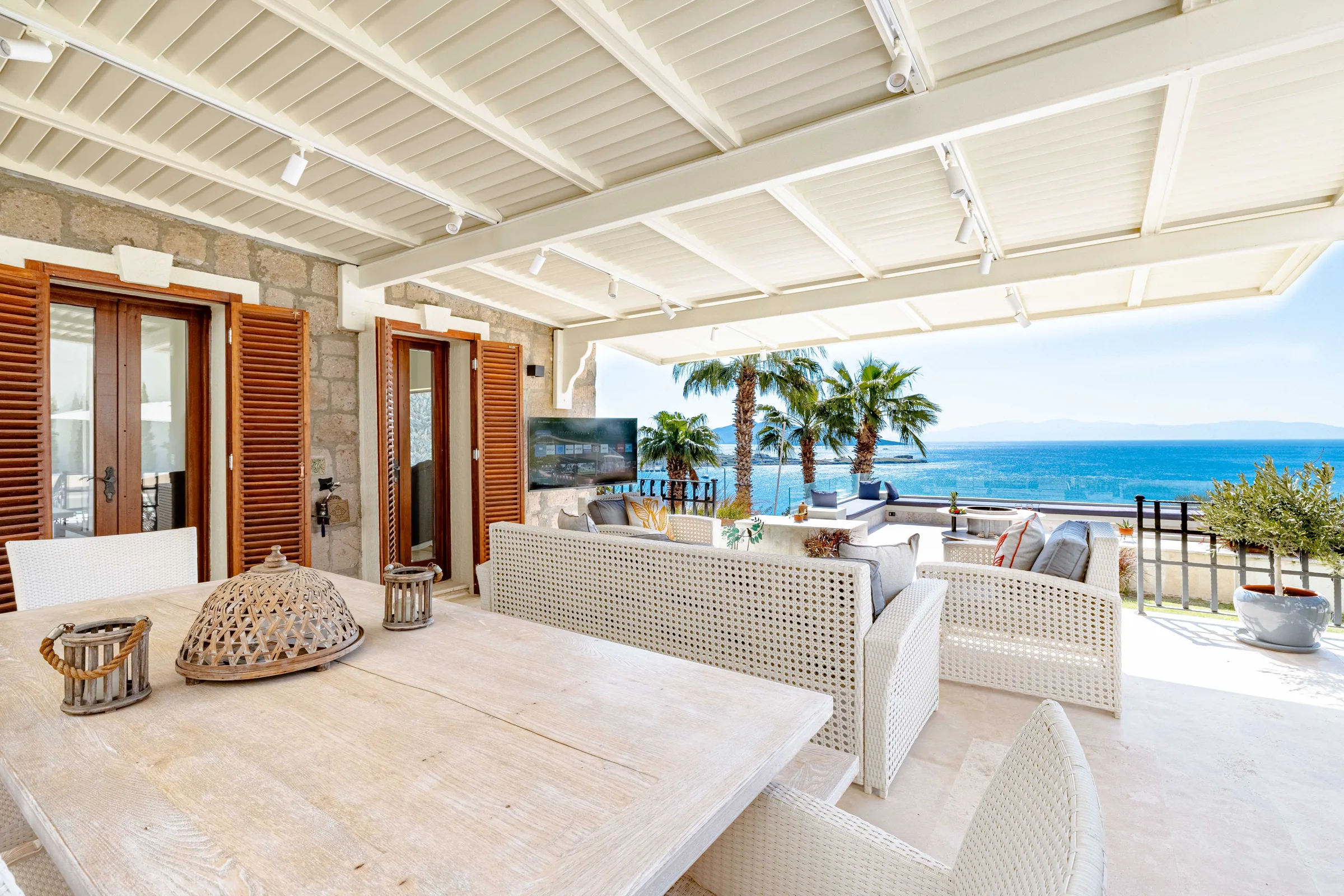 Bodrum Gümbet Villa Dorian özel havuzlu deniz manzaralı lüks villa görünümü