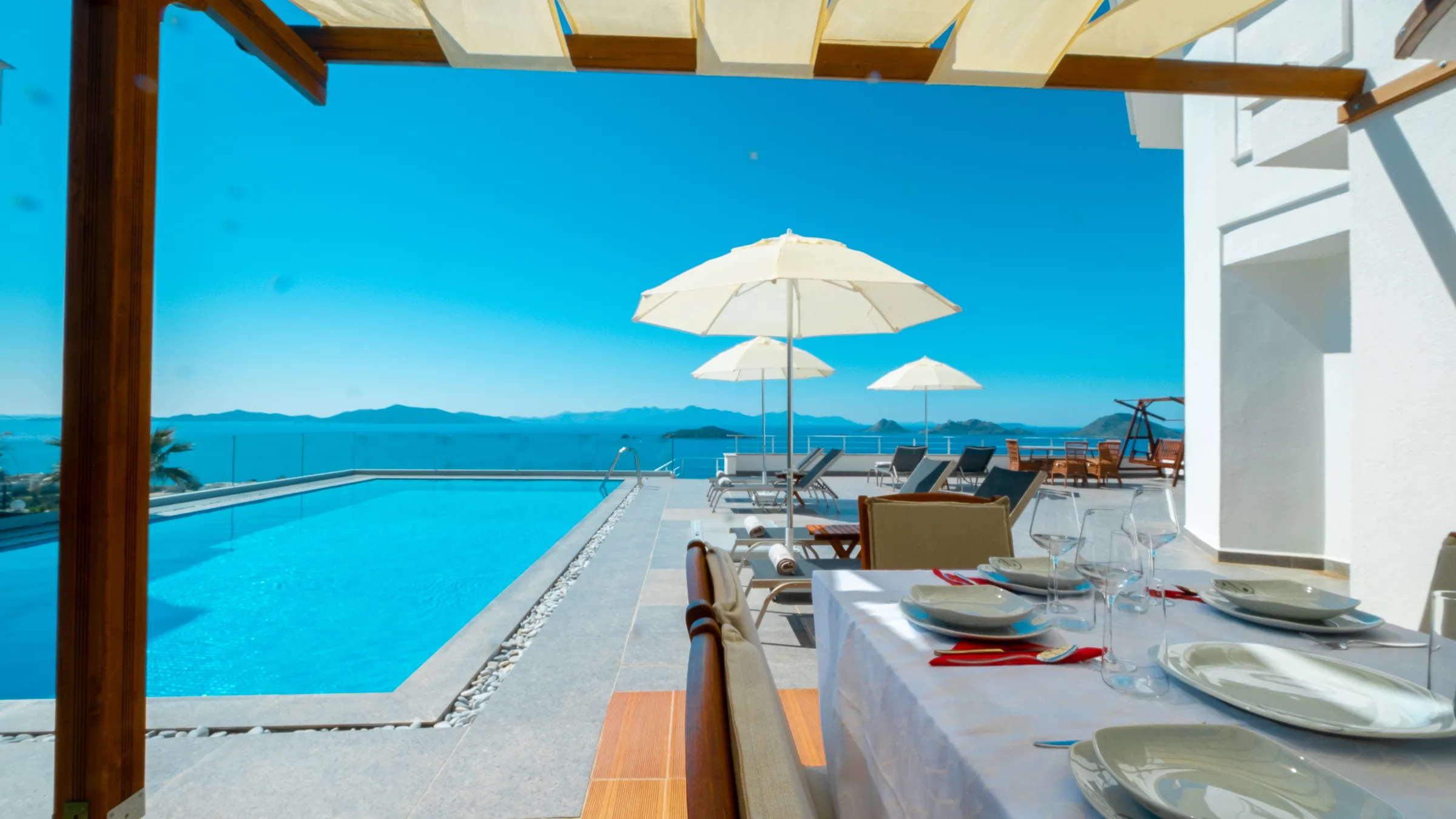 Bodrum Turgutreis Villa Valentino deniz manzaralı özel havuzlu villa